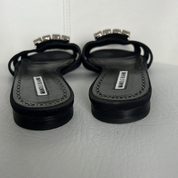 Manolo Blahnik Iluna black slip on sandals shoes  buckle size 38 - Picture 5 of 7